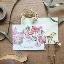 Load image into Gallery viewer, Custom Bougainvillea 3x4" Folded Mini Notecard set