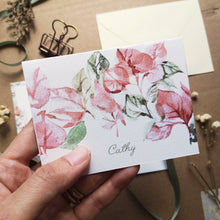 Load image into Gallery viewer, Custom Bougainvillea 3x4" Folded Mini Notecard set