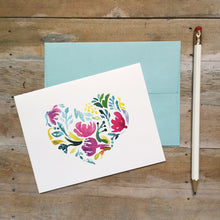 Load image into Gallery viewer, Hearts in Bloom- pink 4.25x5.5" Folded Notecard