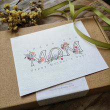 Load image into Gallery viewer, &quot;Thank you Mom&quot; handpainted Peonies &amp; Roses Folded Notecard
