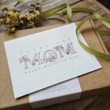 Load image into Gallery viewer, &quot;Thank you Mom&quot; handpainted Peonies &amp; Roses Folded Notecard
