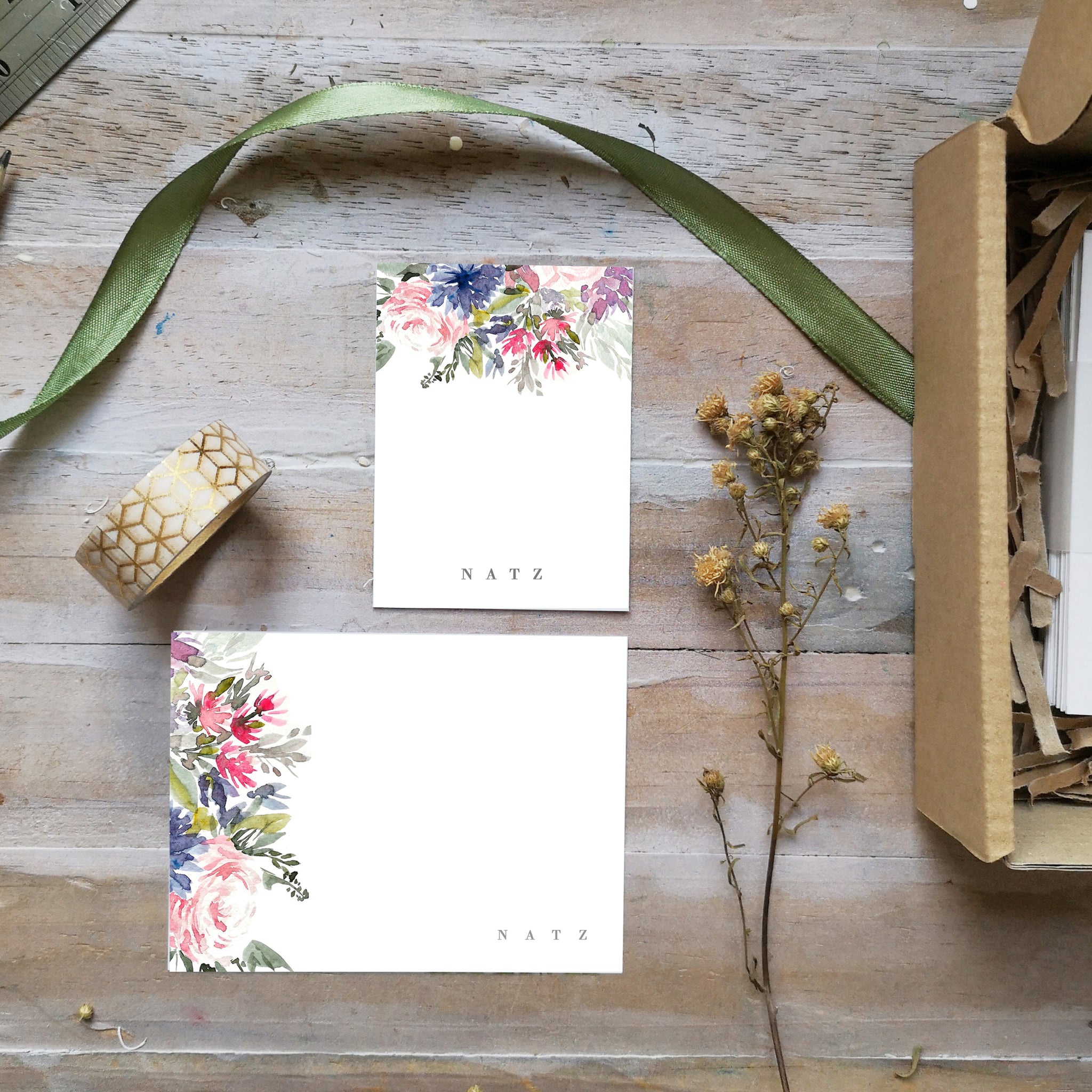 White Folded mini cards for gift tags, florist notes, and more