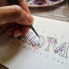 Load image into Gallery viewer, &quot;Thank you Mom&quot; handpainted Peonies &amp; Roses Folded Notecard
