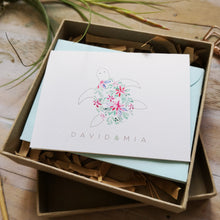 Load image into Gallery viewer, Custom Turtle Blossoms Folded Notecard set
