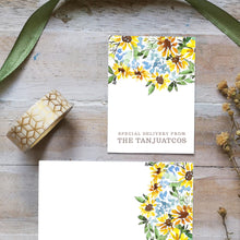 Load image into Gallery viewer, Personalized Full Gift set- Sunflower Gift tag and Mini-Notecard set
