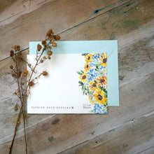 Load image into Gallery viewer, NEW! Custom Sunflowers Flat Notecard set from Let Hope Bloom collection
