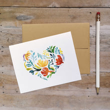 Load image into Gallery viewer, Hearts in Bloom- tropical 4.25x5.5&quot; Folded Notecard
