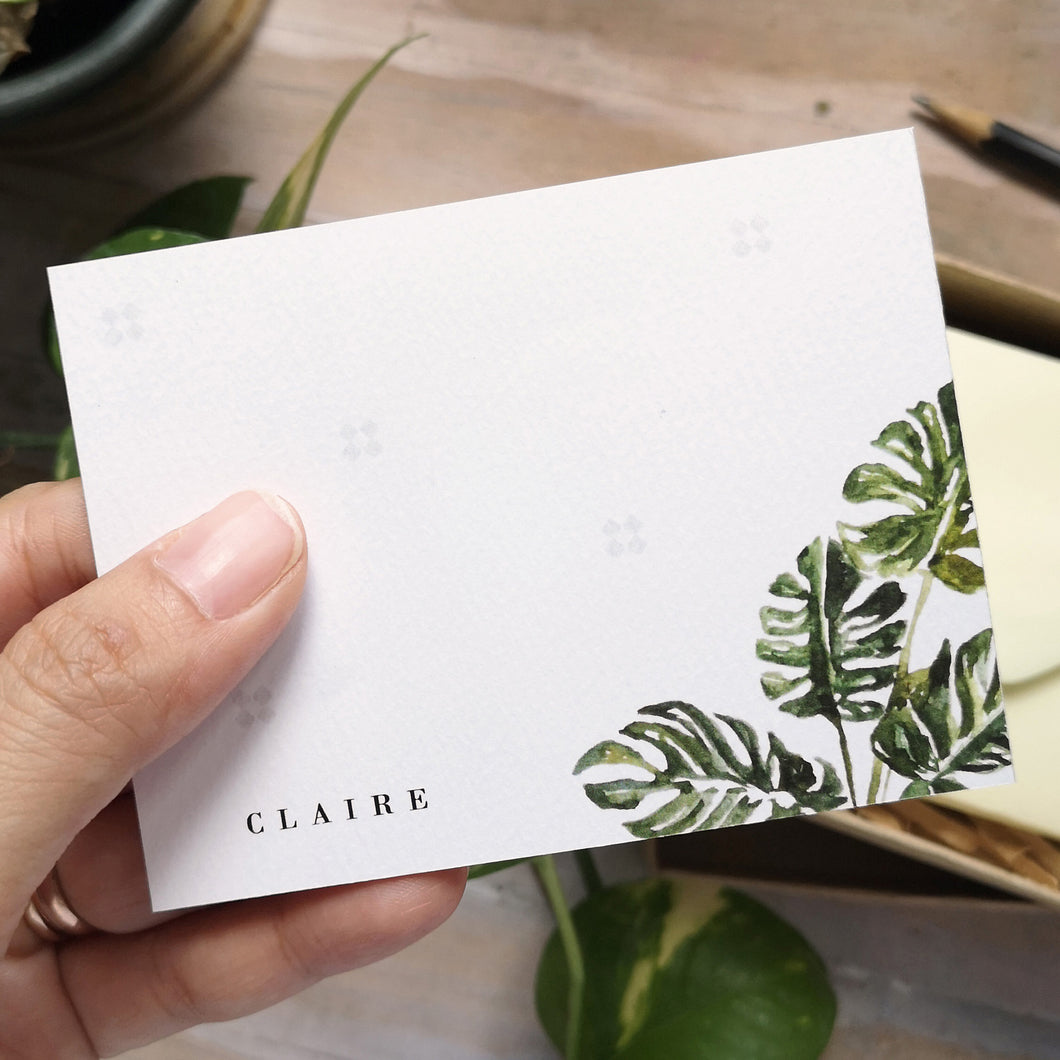 Custom Monstera gray Flat Notecard