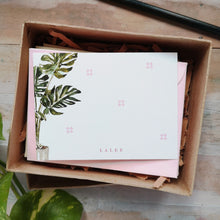 Load image into Gallery viewer, Custom Monstera blush Flat Notecard
