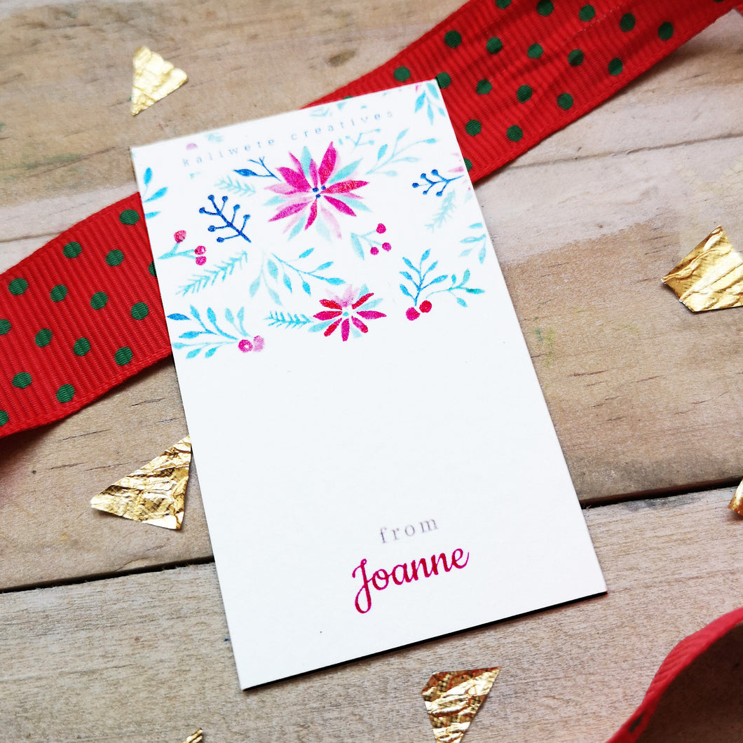 Custom Pink Poinsettias Gift Tag