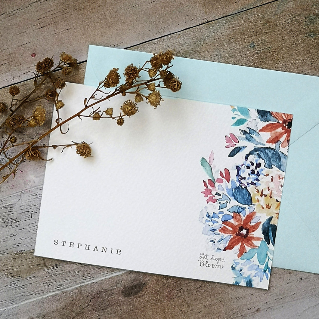 NEW! Custom Santan Flat Notecard set from Let Hope Bloom collection