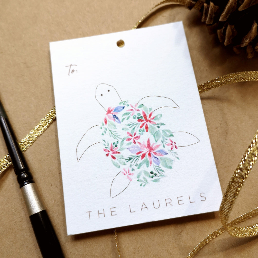 Custom Turtle Blossoms Gift Tag