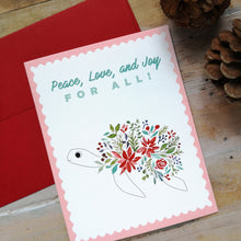 Load image into Gallery viewer, Peace Turtle 4.25&quot; × 5.5&quot; blank Christmas Card
