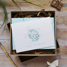 Load image into Gallery viewer, Custom Turtle Azul Folded Notecard set
