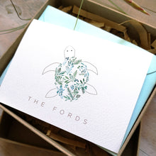 Load image into Gallery viewer, Custom Turtle Azul Folded Notecard set
