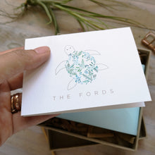 Load image into Gallery viewer, Custom Turtle Azul Folded Notecard set
